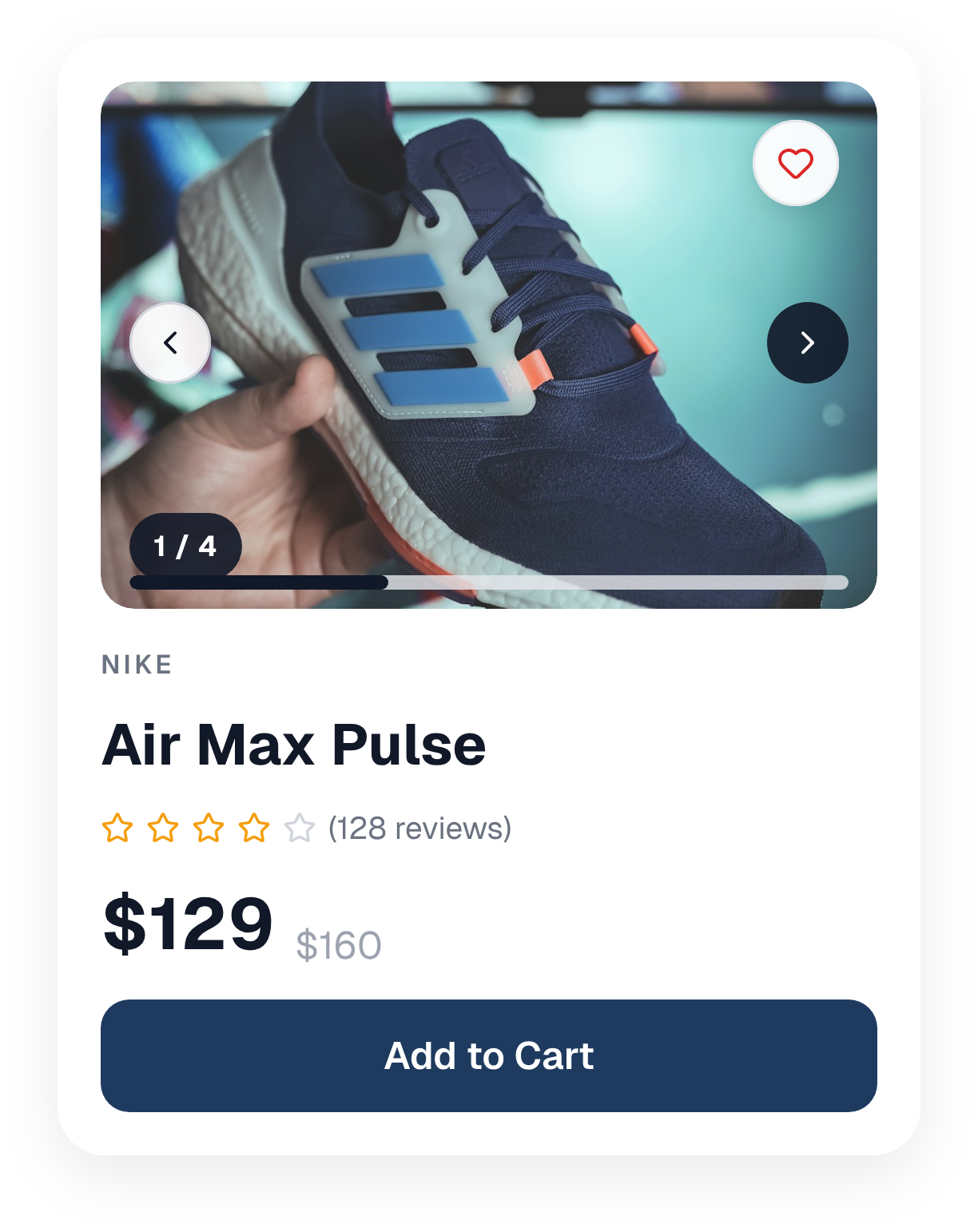 Shoe product card layout
